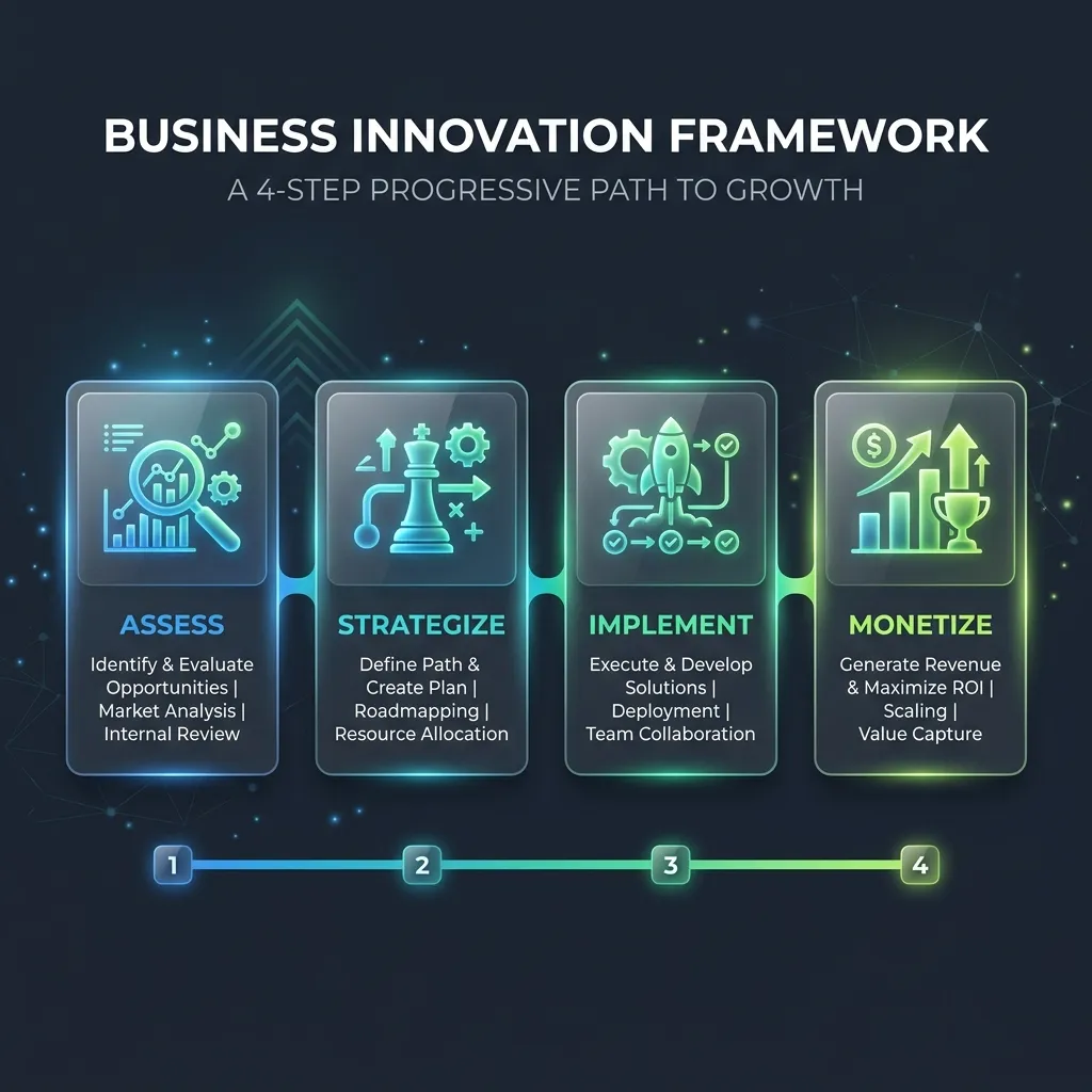 4 Step Methodology: Assess, Strategize, Implement, Monetize